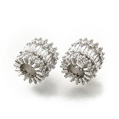 Column Brass Micro Pave Clear Cubic Zirconia European Beads&nbsp;KK-V008-17P