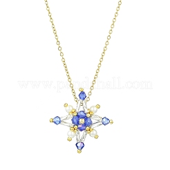Glass Seed Beads Beaded Star Pendant Necklaces&nbsp;NJEW-MZ00088-01