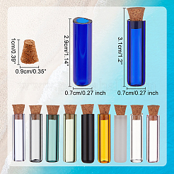 10Pcs 10 Colors Tube Glass Cork Bottles Ornament&nbsp;AJEW-DR0001-02
