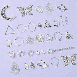 DIY Natural Lepidolite/Purple Mica Stone Beads & Stainless Steel Earring Making Kits&nbsp;DIY-FS0008-13