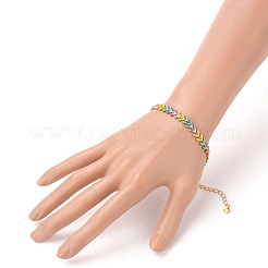 Brass Enamel Cobs Chains Bracelets&nbsp;BJEW-JB05744