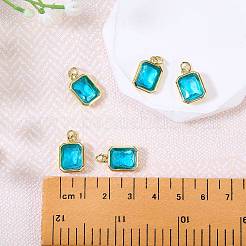 5Pcs Rectangle Brass Micro Pave Cubic Zirconia Charms&nbsp;KK-SZ0007-08