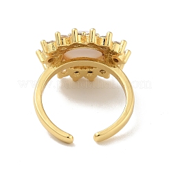 Cubic Zirconia Sun with Evil Eye Open Cuff Ring with Acrylic&nbsp;RJEW-B042-06G-02