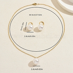 Women's Stainless Steel & Imitation Pearl Earrings & Pendant Necklaces Sets&nbsp;GB5667