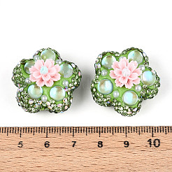 Flower Shape Polymer Clay Rhinestone Beads&nbsp;CLAY-U023-01D