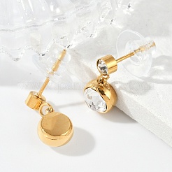 304 Stainless Steel Rhinestone Dangle Stud Earrings&nbsp;EJEW-G423-17G-01