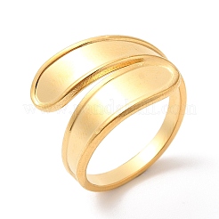 Ion Plating(IP) 304 Stainless Steel Teardrop Open Cuff Ring for Women&nbsp;RJEW-K245-37G