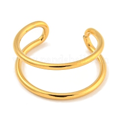 Ion Plating(IP) 304 Stainless Steel Hollow Open Cuff Ring for Women&nbsp;RJEW-A043-12G