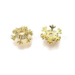 Snowflake Brass Micro Pave Clear Cubic Zirconia Bead Caps&nbsp;KK-K300-03B-G