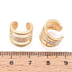Brass Micro Pave Clear Cubic Zirconia Cuff Earrings&nbsp;EJEW-T047-66G