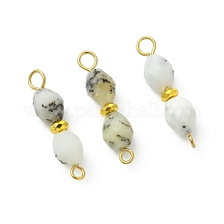 Natural Flower Opal Faceted Oval Beaded Connector Charms&nbsp;PALLOY-JF05392