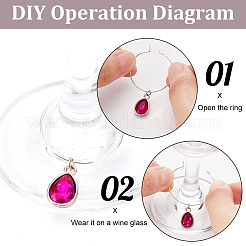 Rhinestone Birthstone Wine Glass Charm Ring&nbsp;AJEW-BC0004-08