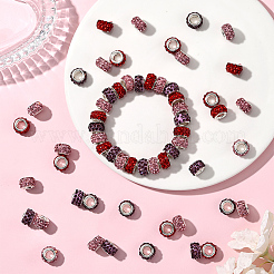 120Pcs 3 Colors Polymer Clay Rhinestone European Large Hole Beads with Silver Color Plated Brass Cores&nbsp;FPDL-LT0001-01B