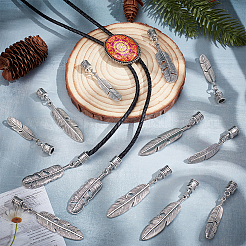 24Pcs 3 Styles Feather Tibetan Style Alloy Cord Ends&nbsp;HJEW-NB00327