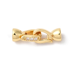 Brass Micro Pave Clear Cubic Zirconia Fold Over Clasps&nbsp;KK-H483-08G