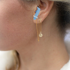 Brass Pave Clear Cubic Zirconia Tassel Stud Earrings&nbsp;EJEW-DR00002