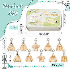 Wood Clothes Pendant Locking Stitch Markers&nbsp;HJEW-NB00123