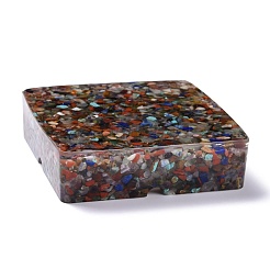 Resin with Natural Mixed Stone Chip Stones Ashtray&nbsp;DJEW-F015-04A