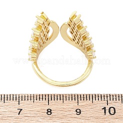 Brass Micro Pave Clear Cubic Zirconia Cuff Rings for Women&nbsp;RJEW-A062-02G