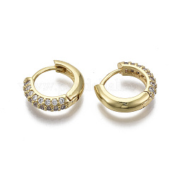 Brass Micro Pave Cubic Zirconia Huggie Hoop Earrings&nbsp;LS-EJEW-R144-004E-NF