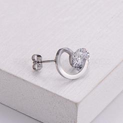Stainless Steel Clear Cubic Zirconia Ring Stud Earrings&nbsp;ZH7800