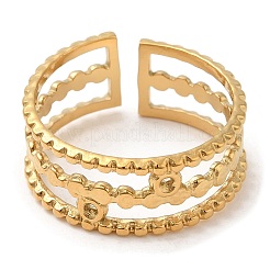 304 Stainless Steel Triple Line Open Cuff Rings for Women&nbsp;STAS-D085-26G