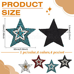4Pcs 4 Colors Felt & Rhinestone Thread Iron on/Sew On Patches&nbsp;PATC-MA0001-47