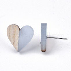 Transparent Resin & Wood Stud Earrings&nbsp;EJEW-N017-002A-D01