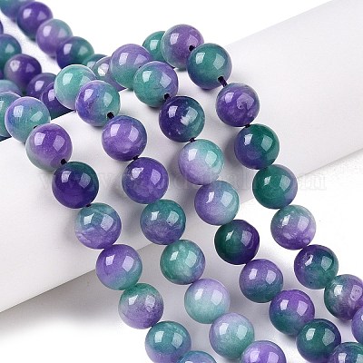 Dyed Natural White Jade Beads Strands&nbsp;G-T138-10mm-210-8-1