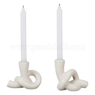 2Pcs 2 Styles Ceramic Candle Holder&nbsp;AJEW-FH0004-10-1