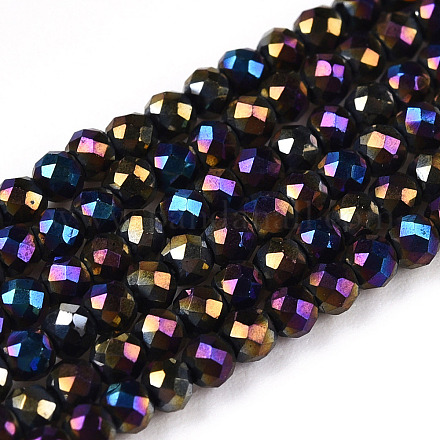 Electroplate Glass Beads Strands GLAA-H021-01A-FP15-1