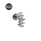 G23 Titanium with Clear Cubic Zirconia Internally Threaded Labrets, Moon, Stainless Steel Color, 8mm, Pin: 1.2mm