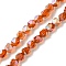 Electroplate Glass Beads Strands, Faceted, Orange Red, 5.5x5x6mm, Hole: 1mm, about 101pcs/strand, 22.05''(56cm)