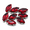 Sew on Rhinestone, Multi-strand Links, Glass Rhinestone, with Platinum Tone Brass Prong Settings, Garments Accessories, Faceted, Horse Eye, Red, 14.5x4x4mm, Hole: 0.8~1mm