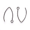 304 Stainless Steel Earring Hooks Ion Plating(IP), with Horizontal Loop, Electrophoresis Black, 26x15.5mm, Hole: 2.5mm, 20 Gauge, Pin: 0.8mm