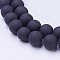 Baking Paint Frosted Glass Bead Strands, Round, Black, 10mm, Hole: 1.3~1.6mm, about 80pcs/strand, 31.4 inch