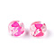 Transparent Acrylic Enamel Beads, Flat Round with Heart, Deep Pink, 7x4mm, Hole: 1.8mm, about 108000~111000pcs/15000g