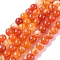 Natural Striped Agate/Banded Agate Beads Strands, Dyed & Heated, Round, Coral, 8mm, Hole: 1.2mm, about 47pcs/strand, 14.96 inch(38cm)