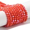 Opaque Glass Beads Strands, Faceted(32 Facets), Round, Tomato, 3mm, Hole: 0.8mm, about 163~166pcs/strand, 50~51cm