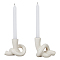2Pcs 2 Styles Ceramic Candle Holder, Round Tealight Candlestick, Ropes Shape, Antique White, 110~123x64~72x92~110mm, Inner Diameter: 21~22.4mm, 1pc/style