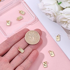 8Pcs Brass Rectangle with Heart Charms&nbsp;KK-BBC0025-21
