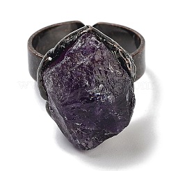 Rough Raw Natural Amethyst Irregular Nugget Open Cuff Ring&nbsp;G-A221-10