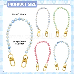 Glass Round Bead Mobile Straps&nbsp;HJEW-YW00517-04