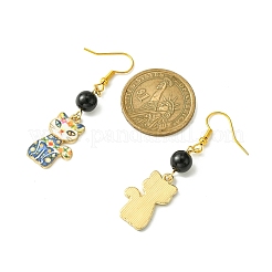 5 Pair 5 Style Rack Plating Alloy Cat Shape Dangle Earrings&nbsp;EJEW-JE05446