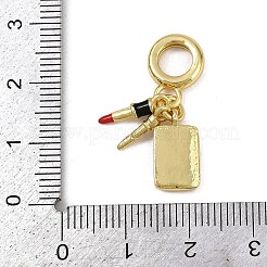Brass Enamel Lipstick European Dangle Charms&nbsp;KK-I358-007G