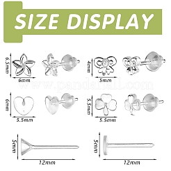120Pcs 6 Style Bowknot & Heart & Clover & Flower & Flat Round Plastic Stud Earring&nbsp;DIY-SZ0008-98