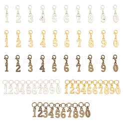 1 Set 3 Colors Alloy Number Charm Knitting Row Counter Chain with Brass Rings&nbsp;HJEW-BC0001-40