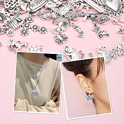 100Pcs 100 Styles Tibetan Style Alloy Charms&nbsp;TIBEP-YW0002-01