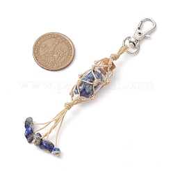 Glass Wishing Bottle inside Chakra Gemstone Chip Pouch Pendant Decorations&nbsp;HJEW-JM01912