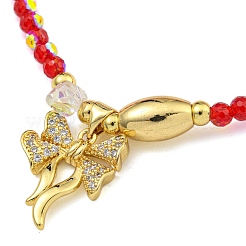 Rack Plating Brass and Glass Stretch Bracelets&nbsp;BJEW-B106-04G-04